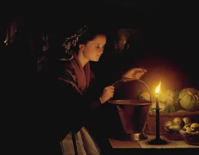 A Market Scene By Candlelight