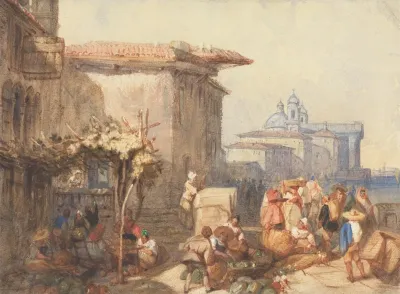 A Market Scene In Venice