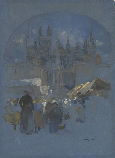 A Market Square Before A Cathedral