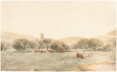 A Meadow With Cattle Near Glastonbury