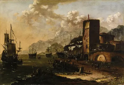 A Mediterranean Harbour With Ships
