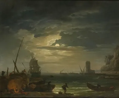 A Mediterranean Inlet By Moonlight