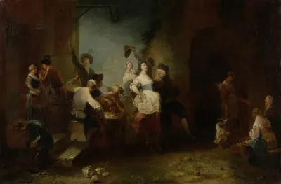 A Merry Company Dancing Outside An Inn