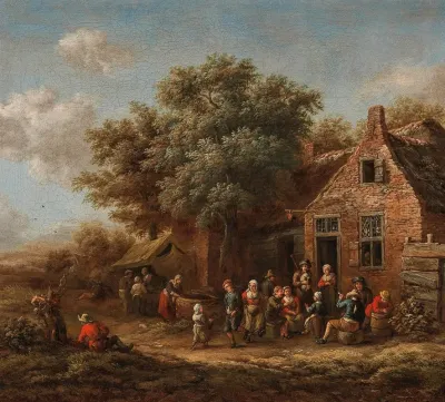 A Merry Company In Front Of A Village Inn