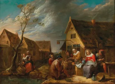 A Merry Company Of Peasants In Front Of A Tavern