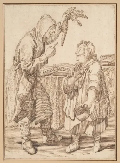 A Monk With A Carrot And A Woman With A Chamber Pot
