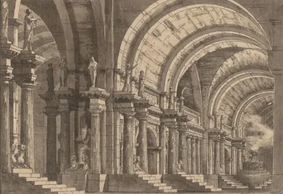 A Monumental Vaulted Hall With A Smoking Altar