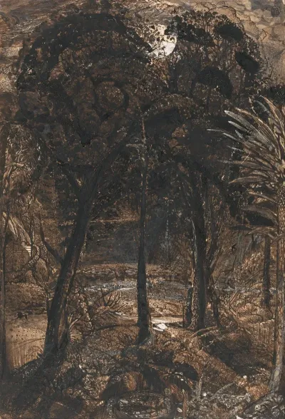 A Moonlit Scene With A Winding River