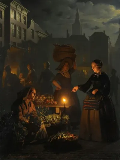 A Moonlit Vegetable Market