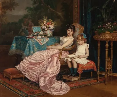 A Mother And Daughter Reading