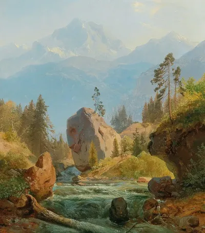 A Mountain Landscape With Creek