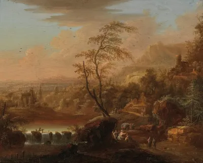 A Mountain Landscape With Travellers