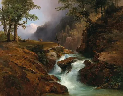 A Mountain Stream Landscape In Schoppernau