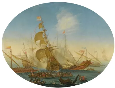 A Naval Battle Between Turks And Christians