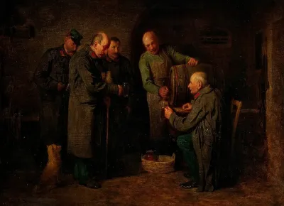 A New Cask Veterans Toast In The Wine Cellar