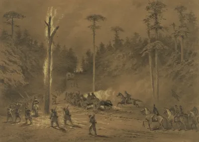A Night March The Army Going Into Action Through The Woods