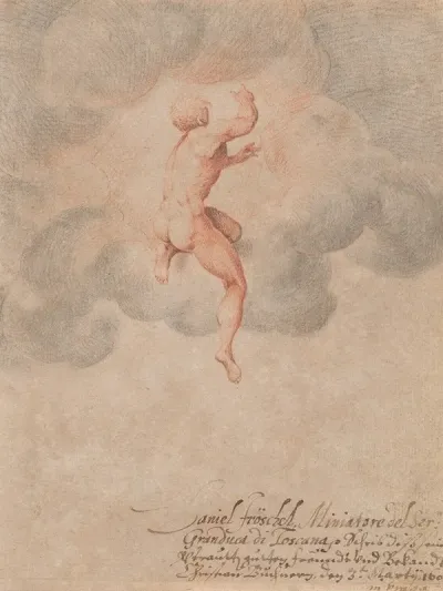 A Nude Male Seen From The Back In Clouds After Michelangelo Buonarroti