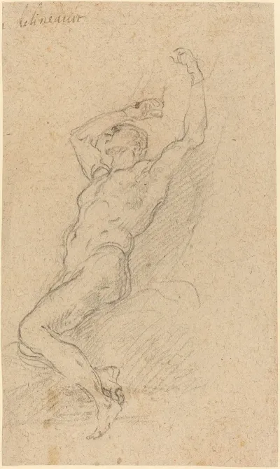 A Nude Man Chained To A Rock