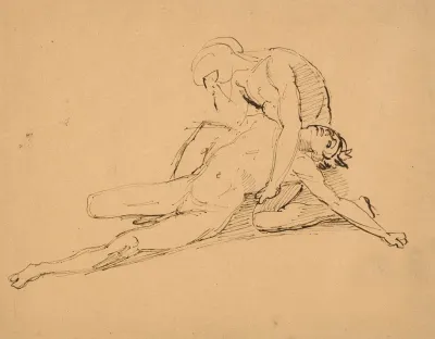 A Nude Man Mourning The Death Of Another