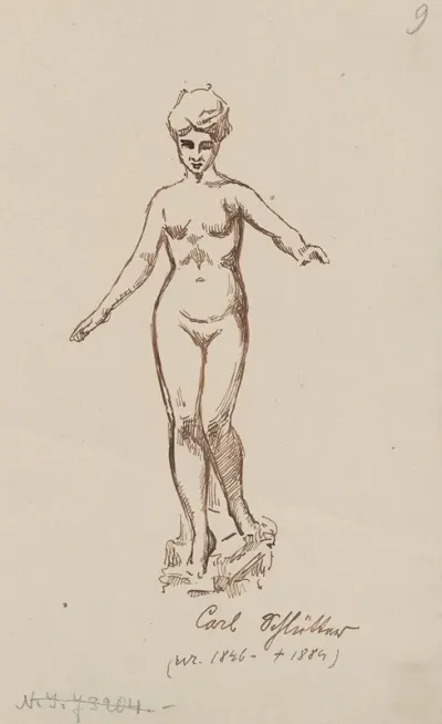 A Nude Woman Sketch Based On Carl Schluters Sculpture