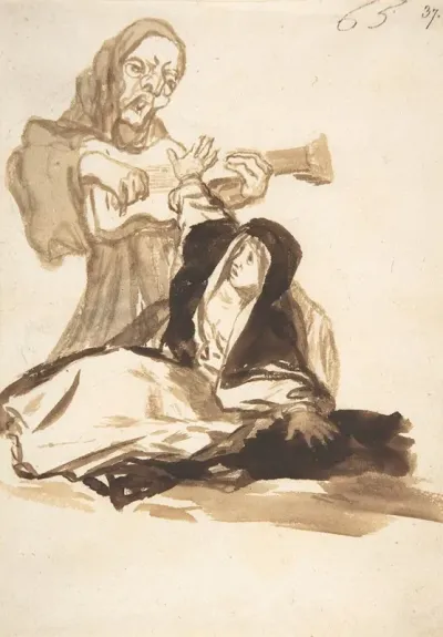 A Nun Frightened By A Ghost Playing A Guitar