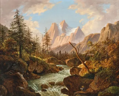 A Painter By A Mountain Stream