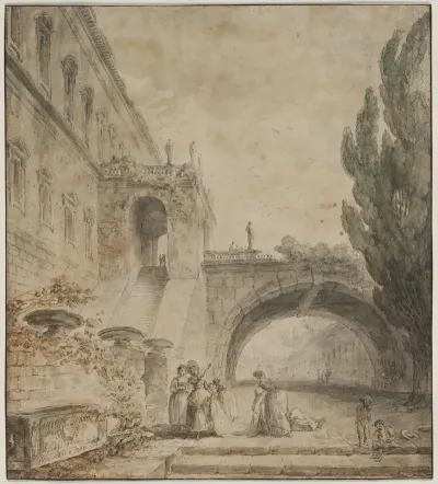 A Palace With An Arched Bridge A Roman Villa