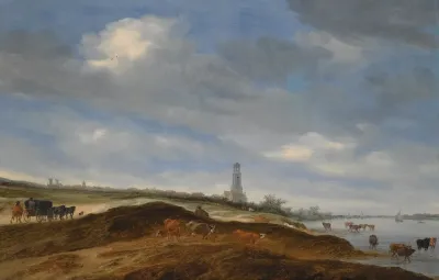 A Panoramic View Of Rhenen From The Banks Of The Rhine To The West Of The City
