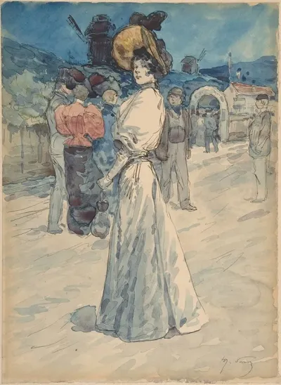 A Parisienne Outside The Moulin De La Galette