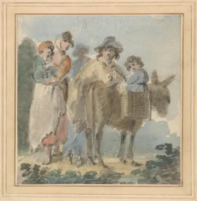 A Peasant Family With Donkey