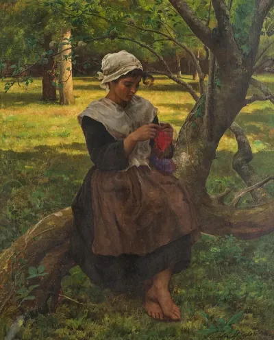 A Peasant Girl Knitting 2