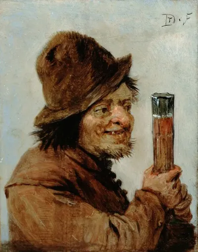 A Peasant Holding A Glass