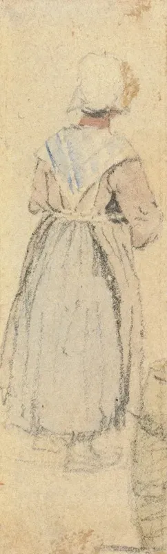 A Peasant Woman Standing Seen From Behind