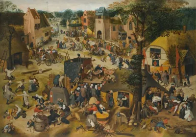 A Performance Of The Farce Een Cluyte Van Plaeyerwater At A Village Kermesse