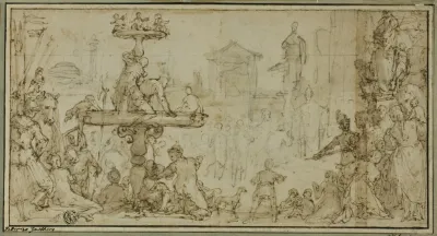 A Pope Receiving A Dignitary In A Public Place