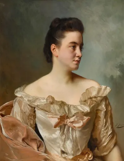 A Portrait Of A Lady In Pink