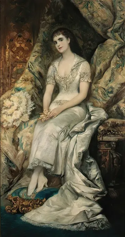 A Portrait Of A Seated Lady Possibly Countess Bianca Teschenberg
