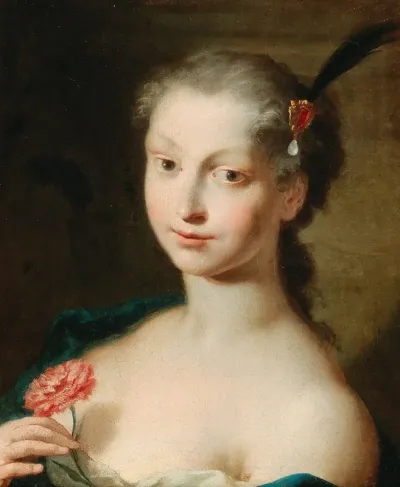 A Portrait Of An Elegant Lady With A Carnation