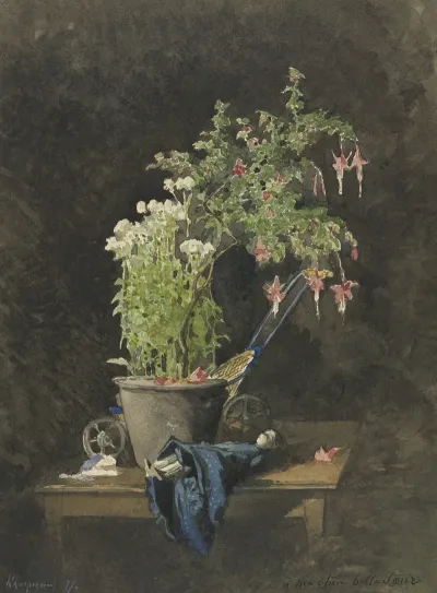 A Potted Fuchsia With Childrens Toys 2