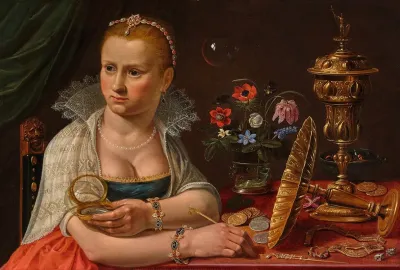 A Presumed Self Portrait With A Lavish Display Of Objects In A Vanitas Still Life