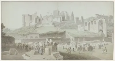 A Procession At The Foot Of The Palatine Hill In Rome