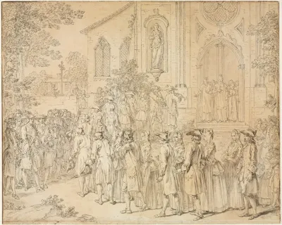 A Procession Entering A Church