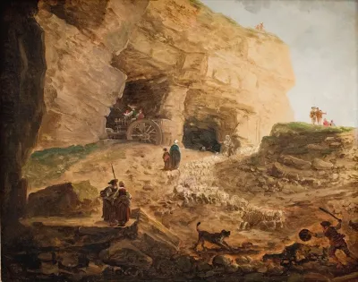 A Quarry With A Flock Of Sheep