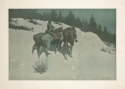 A Reconnaissance A Cavalry Officer With His White Scout Viewing Hostile Indian Country By Moonlight