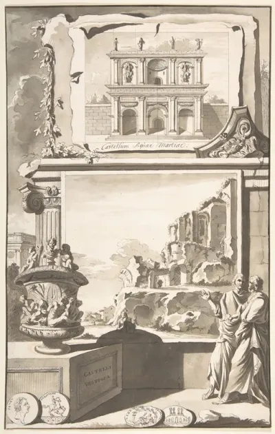 A Reconstruction Of The Castellum Aquiae Martiae Above And A View Of The Ruins Below