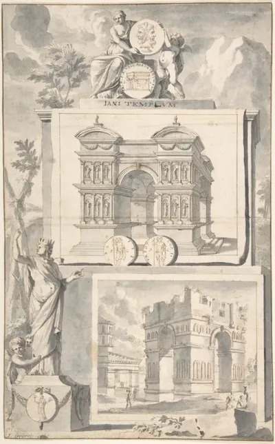 A Reconstruction Of The Temple Of Janus Above And A View Of The Ruins Below