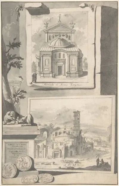 A Reconstruction Of The Temple Of Romulus And Remus Above And A View Of The Ruins Below
