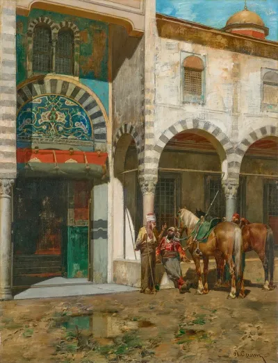 A Rest Outside Of The Mosque