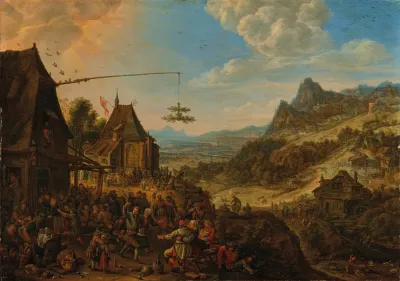 A Rhenish Landscape With A Village Festival