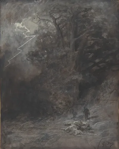 A Rider And A Dead Horse In A Landscape